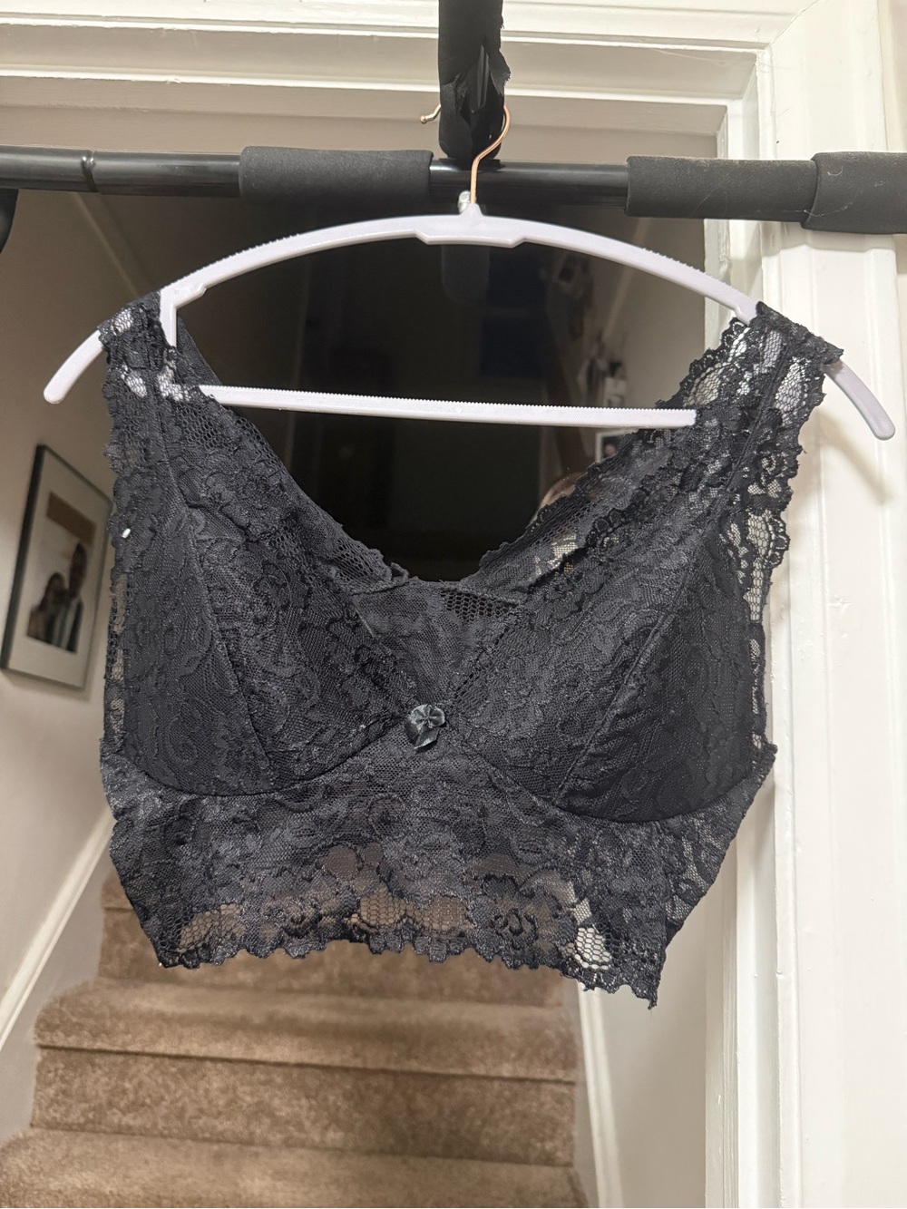 Lace Longline Bralette - Black
